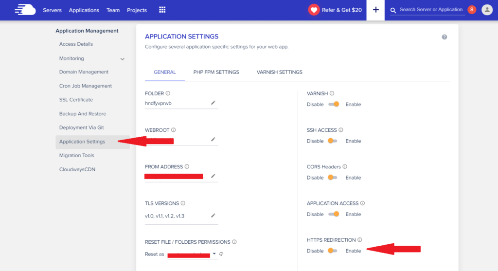 Cloudways force HTTPS redirection