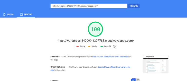 Informations sur Google PageSpeed