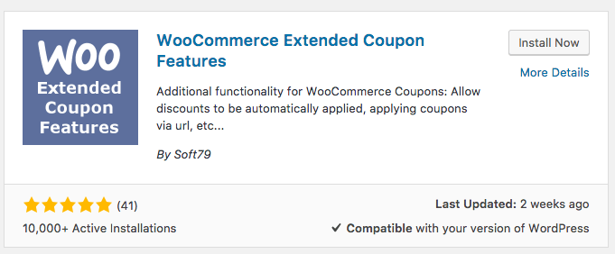 Caractéristiques du coupon prolongé WooCommerce