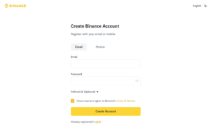 Create Binance account 