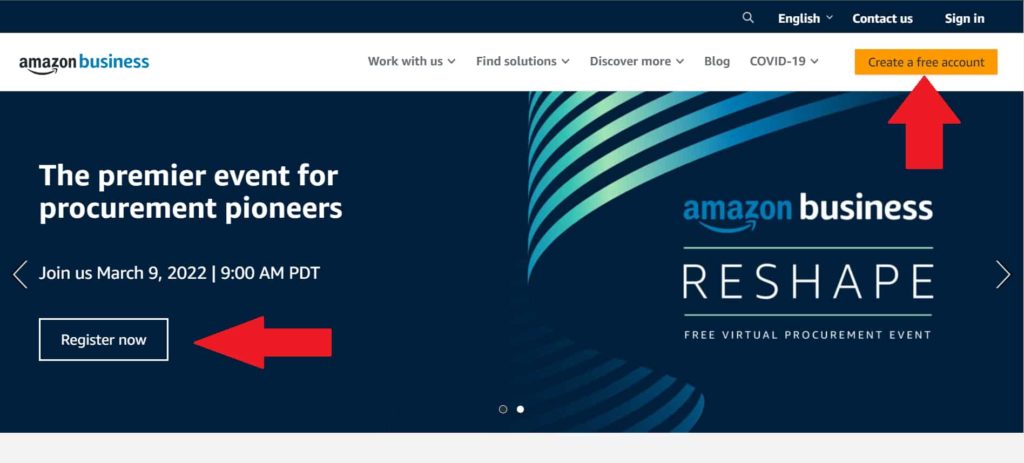 página de negócios da Amazon